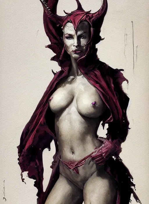 Image similar to a detailed body portrait of a robed female tiefling dancing, queen of blades, by dorian cleavenger, a beautiful face, by greg rutkowski, by wlop, by astri lohne, by zdzisław beksinsk, by bastien lecouffe - deharme