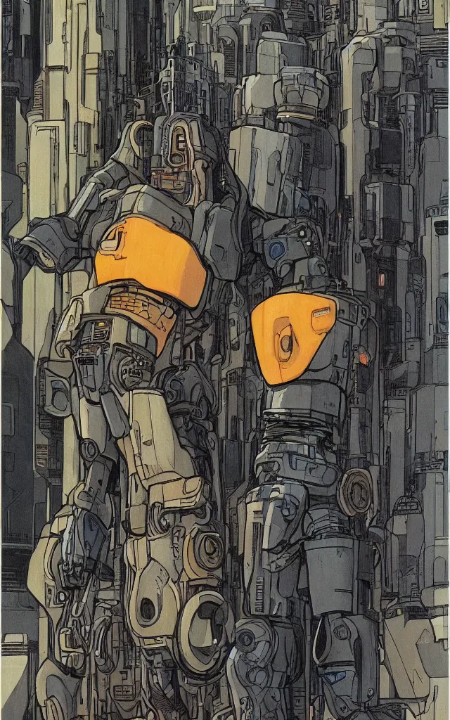 Image similar to mech suit. portrait by stonehouse and jean giraud and will eisner. realistic proportions. dystopian. cyberpunk, blade runner, concept art, cel shading