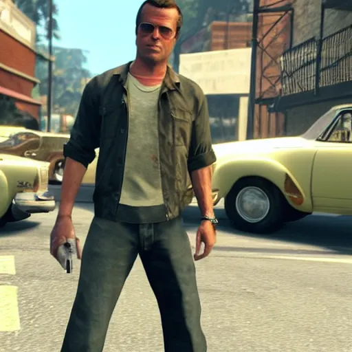 Prompt: brad pitt in gta 5, hd, trending