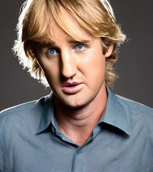 Image similar to owen wilson with a snout and the ears of a dachshund : : headshot : : studio lighting,