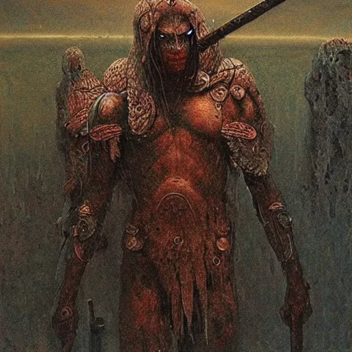 Image similar to dark elf warrior, beksinski