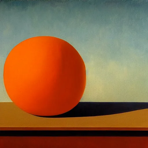 Prompt: painting of an orange. by rene magritte, hd, 4 k, detailed, award winning