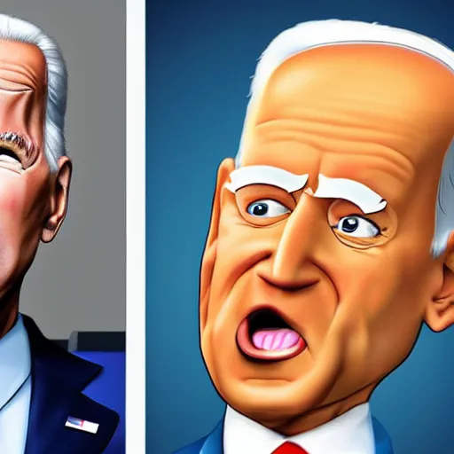 Image similar to photorealistic joe biden as looney toons character with eyes sticking out and tongue unrolling as he wolf whistles