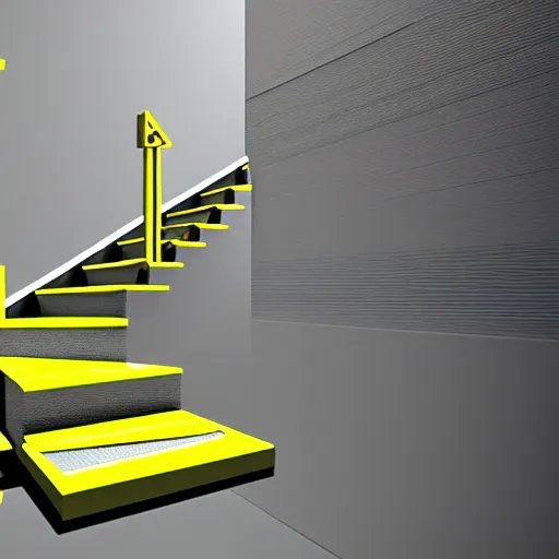 Prompt: A yellow 4 step stair with rails leading into an oval control room, there’s a sink flooded with water,from the perspective of an ant, depth field, unreal engine, 4k concept art and hyper realism