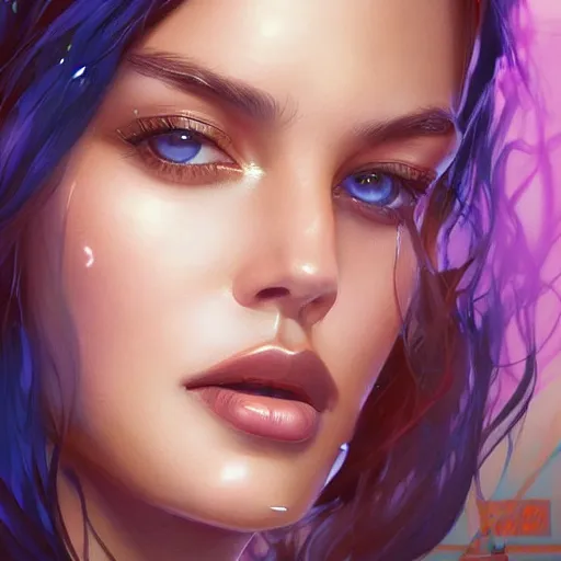 Image similar to electric woman with eyes open, cute - fine - face, pretty face, oil slick hair, realistic shaded perfect face, extremely fine details, realistic shaded lighting, dynamic background, artgerm, 8 k ultra realistic, highly detailed, art by sylvain sarrailh, alena aenami, jeremy lipkin, michael garmash, ando tadao, kan liu