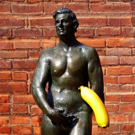 Prompt: a bronze statue of a banana