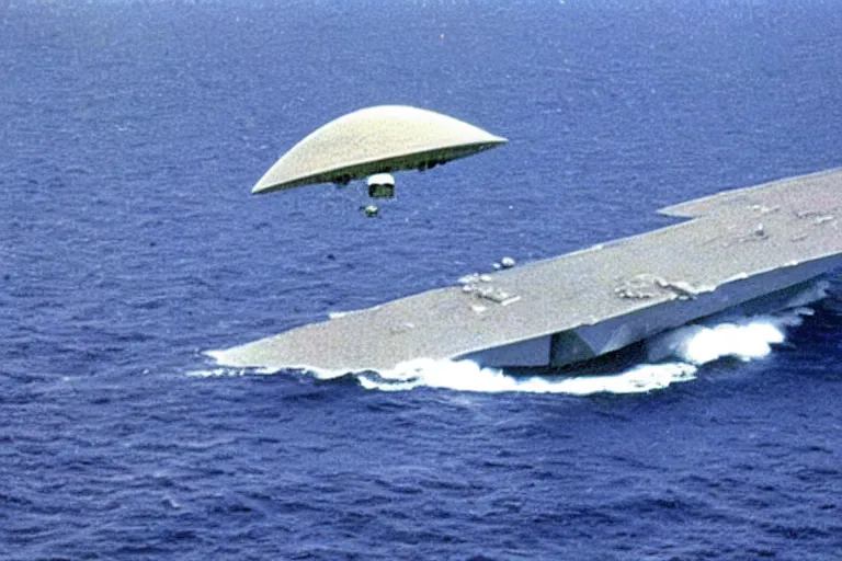 Prompt: tictac - shaped ufo flying out of the sea, uss nimitz tictac ufo incident, middle of the ocean, tic tac ufo, warship