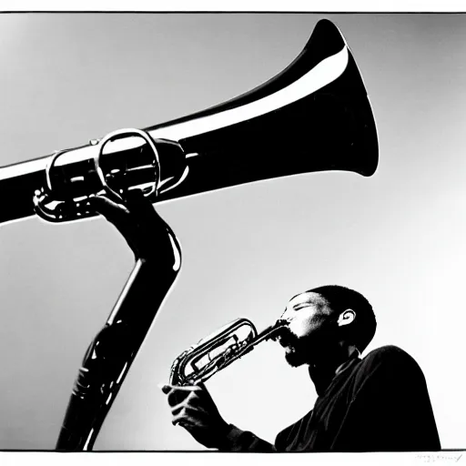 Image similar to eric dolphy on alto saxaphone. black and white high contrast