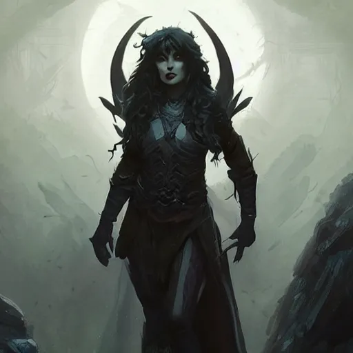 Image similar to Kate Bush as a dark elf in dnd world, epic scene, greg rutkowski