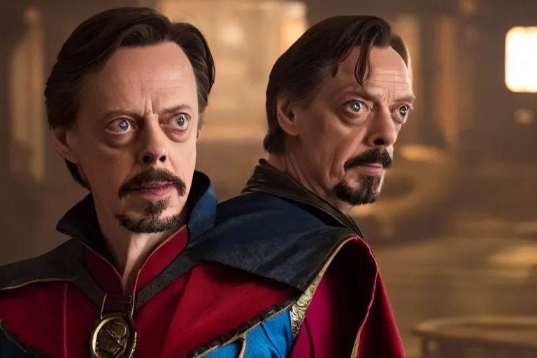 Image similar to Steve Buscemi as doctor strange, movie still, cinematic composition, 4k, imax enhanced,