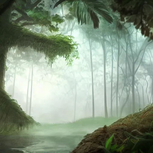 Image similar to Wild misty jungles, 8k, detailed, concept art, trending on artstation