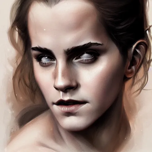 Image similar to portrait of emma watson, muscular upper body, fantasy, intricate, elegant, highly detailed, digital painting, artstation, concept art, matte, sharp focus, illustration, art by aenaluck and roberto ferri and greg rutkowski, epic fantasy, digital painting