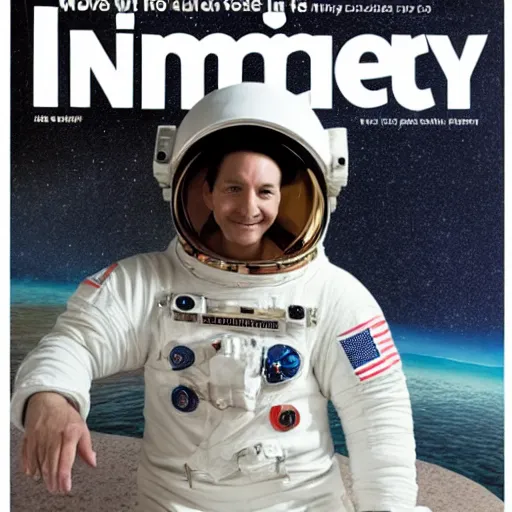 Image similar to an astronaut wearing a robe chilling in a infinity pool, magazine cover photograph