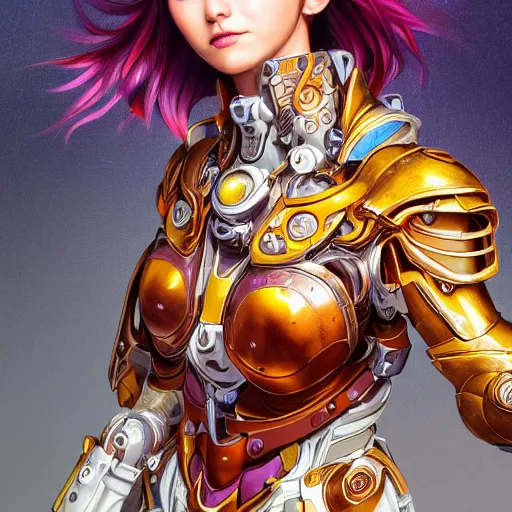 Image similar to studio portrait of lawful good colorful female holy mecha paladin absurdly beautiful, elegant, young sensual graceful woman, ultrafine hyperrealistic detailed face illustration by kim jung gi, irakli nadar, intricate linework, sharp focus, bright colors, matte, octopath traveler, final fantasy, unreal engine highly rendered, global illumination, radiant light, intricate environment