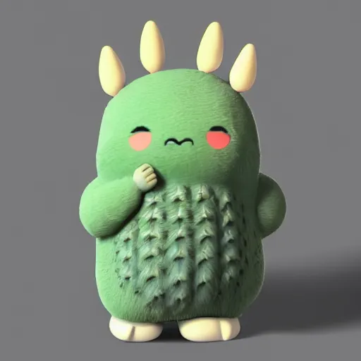 Image similar to cactus, plush, Totoro, soft render, dreamlike, pastel Ilya Kuvshinov