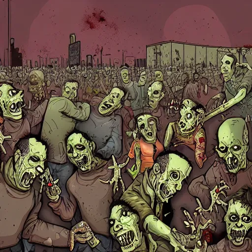 Prompt: zombie apocalypse by guillaume kurkdjian, detailed