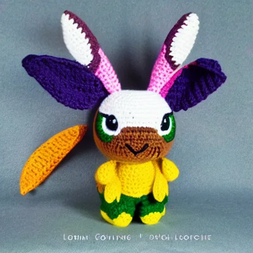 Image similar to rainbow coloured crochet eevee from pokemon