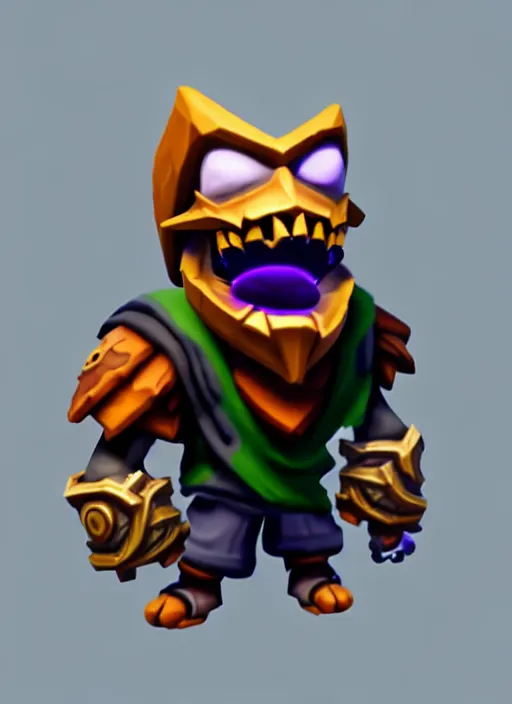 Image similar to cloaked skull, stylized stl, 3 d render, activision blizzard style, hearthstone style, crash bandicoot artstyle