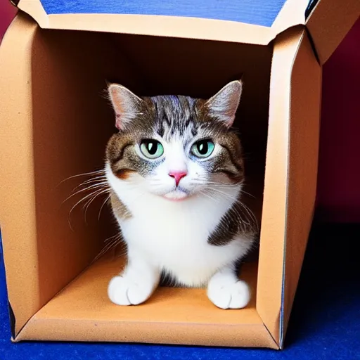 Prompt: profile picture cat in a box silly