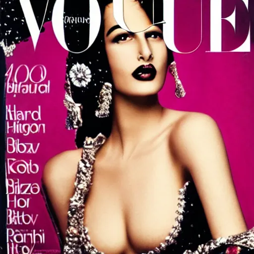 Prompt: a beautiful professional photograph by hamir sardar, herb ritts and ellen von unwerh for the cover of vogue magazine of a beautiful and attractive moroccan female fashion model looking at the camera in a flirtatious way, zeiss 5 0 mm f 1. 8 lens