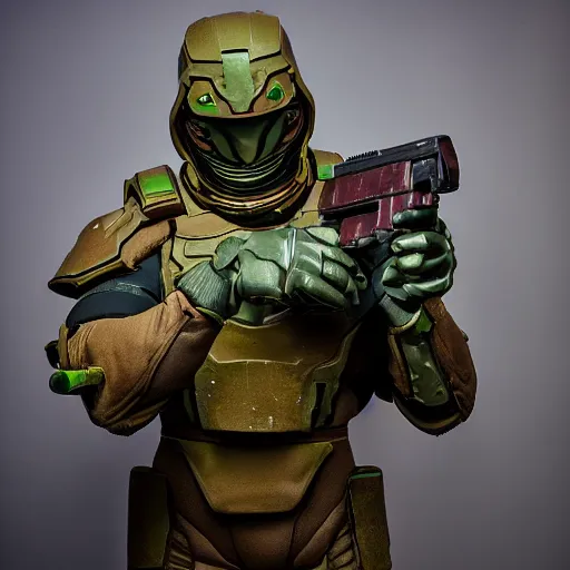 Image similar to doomguy from doom 2 cosplay, photography