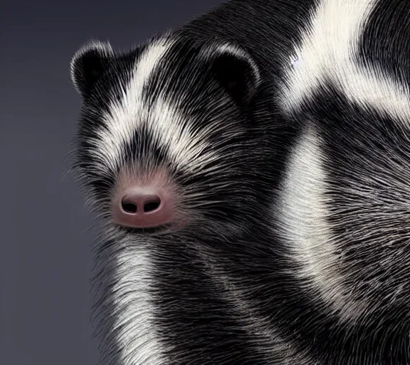 Prompt: elon musk as a skunk, closeup detailed, studio photo