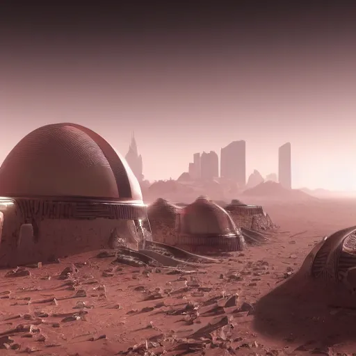 Image similar to futuristic city in the mars design by norman foster unreal engine 8k