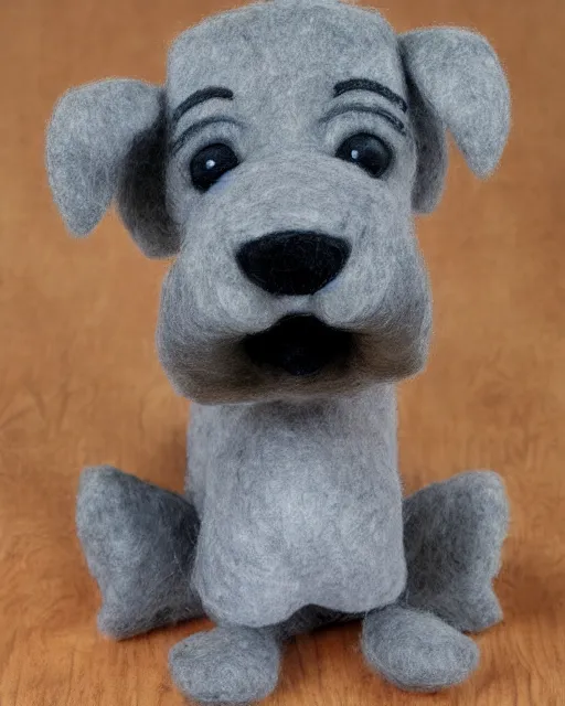 Image similar to a gray schnauzer dog as a muppet. highly detailed felt. hyper real photo. 4 k.