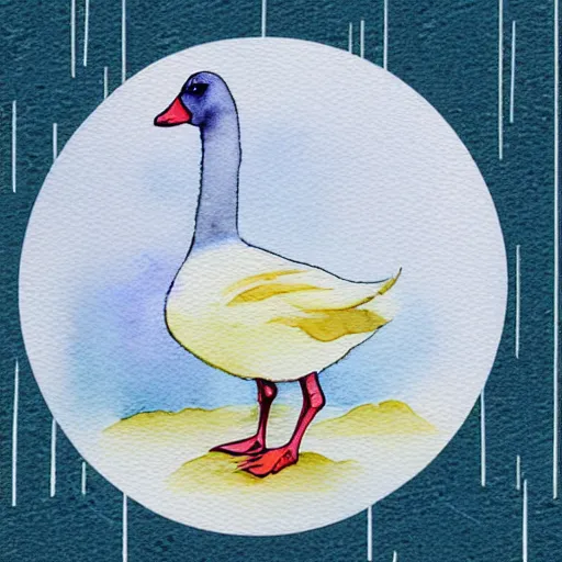 Image similar to cute goose, watercolor, decal design