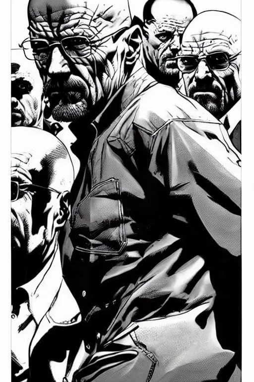 Image similar to character art by mike deodato, walter white, absolute chad