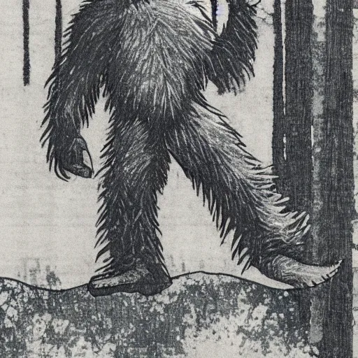 Prompt: Bigfoot, Hiroaki Tsutsumi style