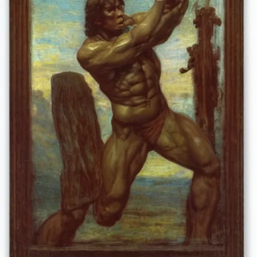 Prompt: an muscular jedi man, george frederic watts