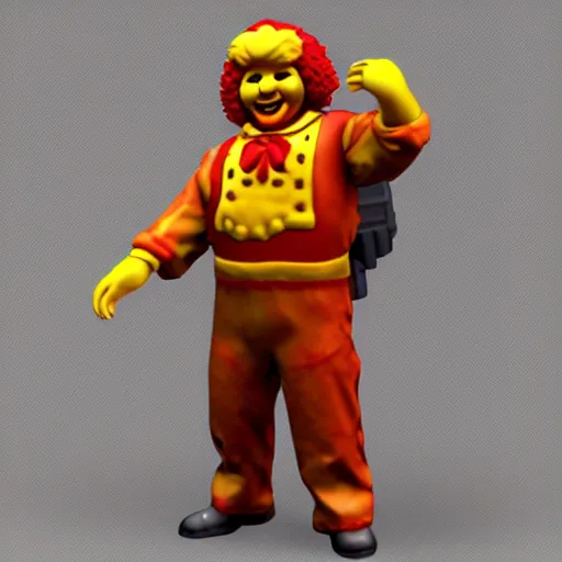 Image similar to ronald mcdonald cal of duty 3 rd person, render