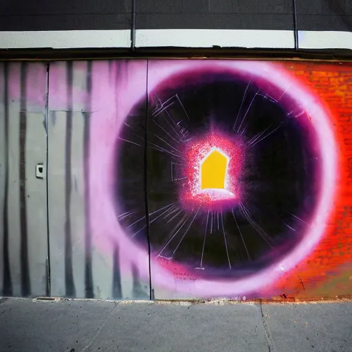 Prompt: Dimensional Portal Graffiti on wall