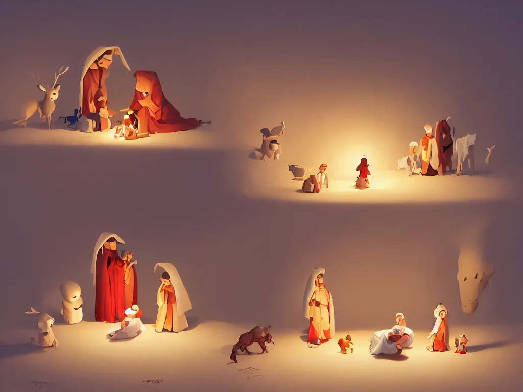 Image similar to the nativity, by goro fujita, trending on artstation, 8k, highly detailed, digital graphic art