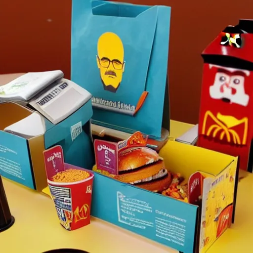 Image similar to a breaking bad themed happy meal in mcdonalds