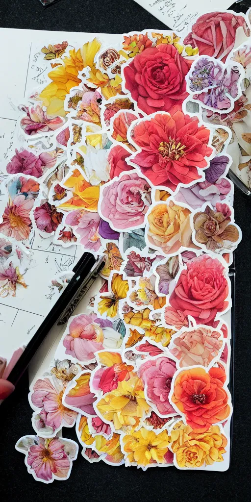 Image similar to beautiful flower, by tran nguyen, warm colors, cozy, sticker, planner stickers