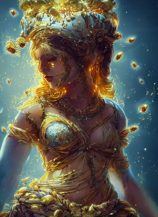 Prompt: the Goddess of Bees, detailed digital art, trending on Artstation