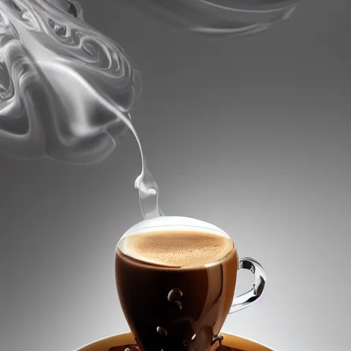 Image similar to : the perfect cup of coffee with fluid flyingout the cup hyperbolic movement,hyper detailed art station  parabolic lighting unrealengine ,cinematic, hyper realism, high detail, octane render, 8k