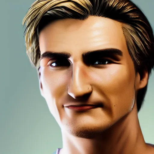 Prompt: closeup of handsome gigachad XQC as a GTA character in a loading screen