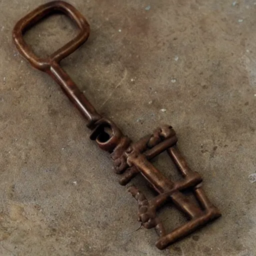 Image similar to ancient rusted key in a Eileen table