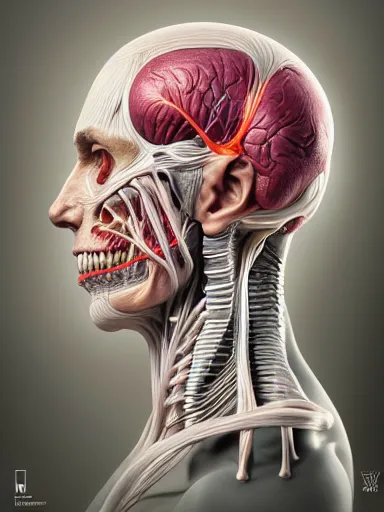 Image similar to medical reference, anatomical sculpture of central nervous system, quixel megascans, photorealism, cgi, digital concept art, redshift render, physically based rendering, cinematic, filmic : : illustrated by artgerm, nychos, alan grey, elena masci, tom bagshaw - h 4 8 0