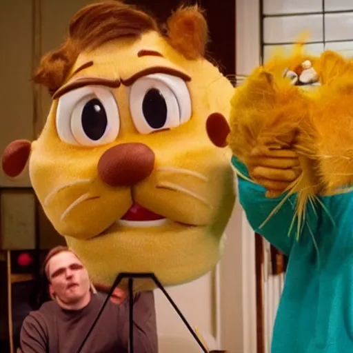 Prompt: Jacksfilms as Garfield, live action photography