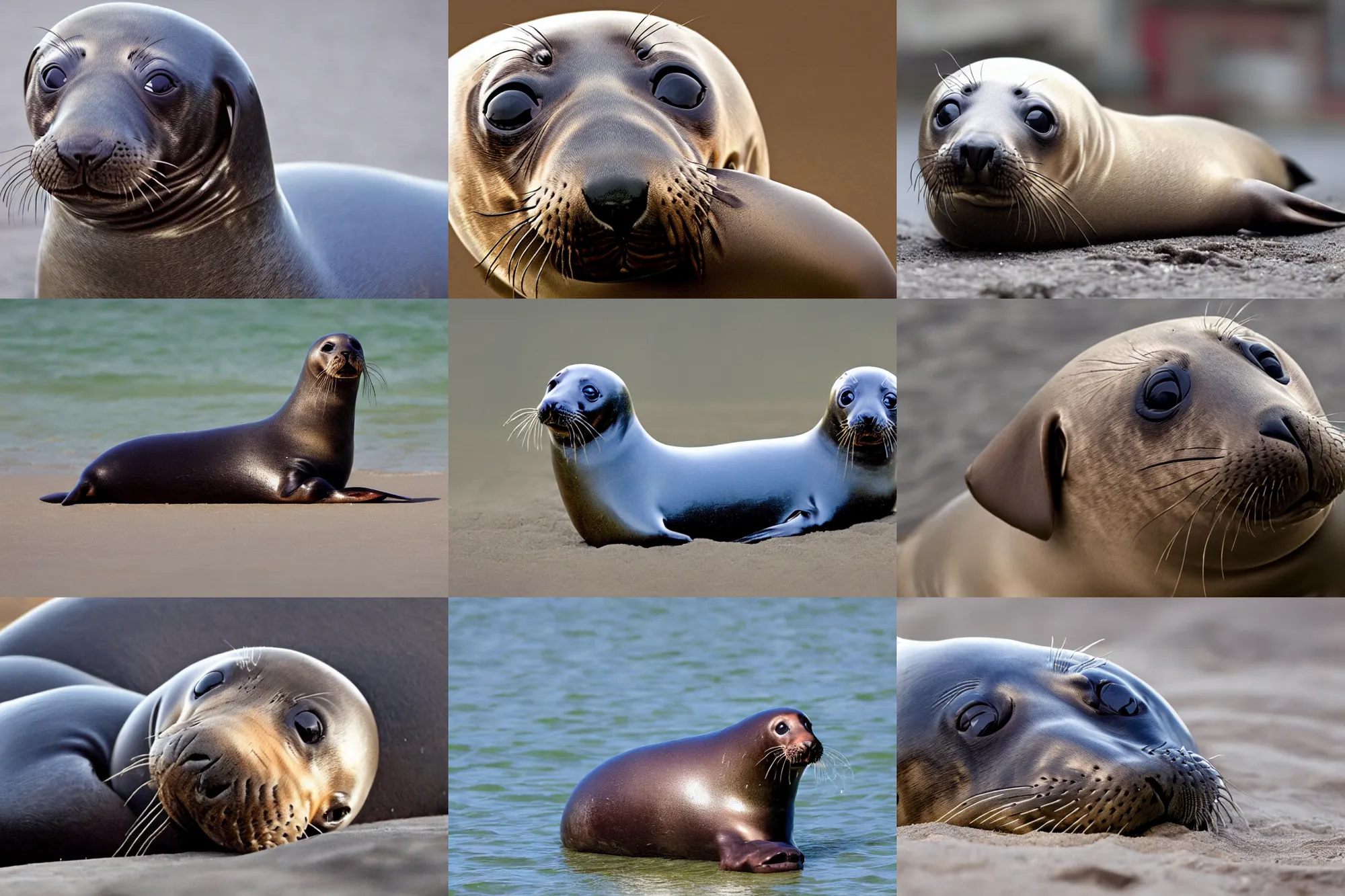 Prompt: A seal looking like a Dachshund