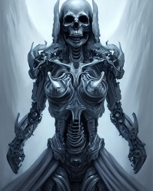 Prompt: concept art by artgerm, death of the four horsemen of the apocalypse, soft blue and grey natural light, intricate, i robot queen of death, highly detailed dark art, digital painting, artstation, concept art, smooth, sharp focus, illustration, art by greg rutkowski and luis rollo and uang guangjian and gil elvgren, symmetry!