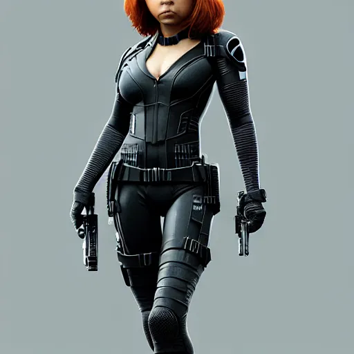 Image similar to Mamata Bannerjee as black widow, au naturel, hyper detailed, digital art, trending in artstation, cinematic lighting, studio quality, smooth render, unreal engine 5 rendered, octane rendered, art style by klimt and nixeu and ian sprigger and wlop and krenz cushart