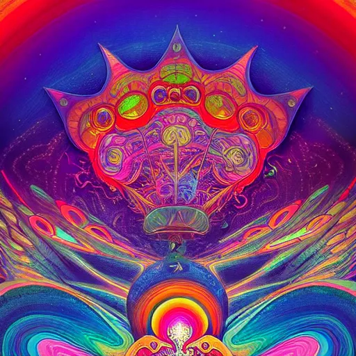 Image similar to An extremely psychedelic abstract illustration of an 3d nautical star, colorful, surreal, dramatic lighting, magic mushrooms, psilocybin, LSD, detailed, intricate, elegant, highly detailed, digital painting, artstation, concept art, smooth, sharp focus, illustration, art by Krenz Cushart and Artem Demura and alphonse mucha, unreal engine 5 render, 8k