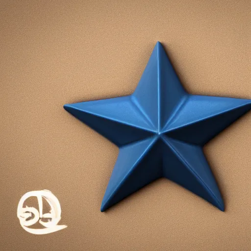 Image similar to dark blue ceramic star shape, 3 d render