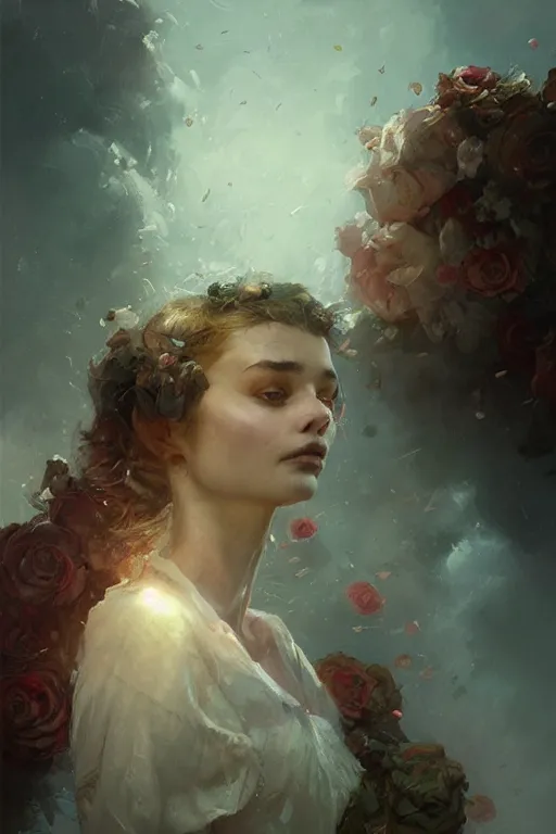 Image similar to sea of roses, oil painting, sunlit, paint texture, digital painting, highly detailed, artstation, sharp focus, illustration, concept art, ruan jia, charlie bowater, tom bagshaw, norman rockwell