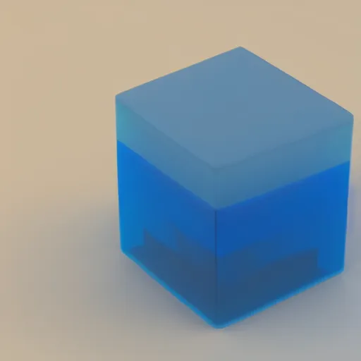 Image similar to cube of blue jelly, 3 d render, minimalism